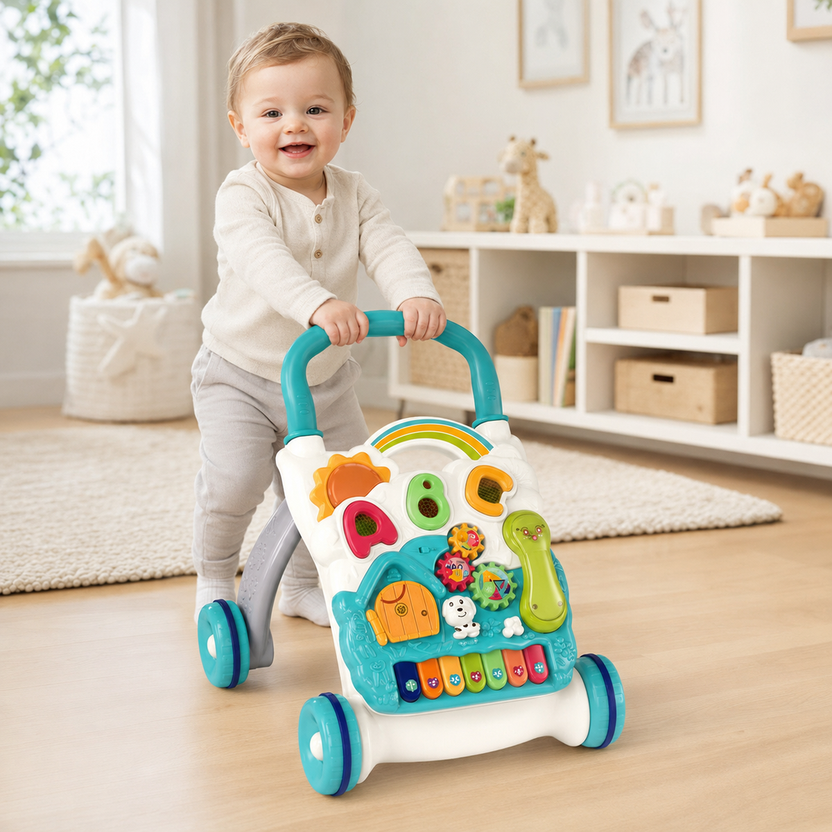 4-in-1 Musical Baby Walker & Learning Table- Blue, 6M+