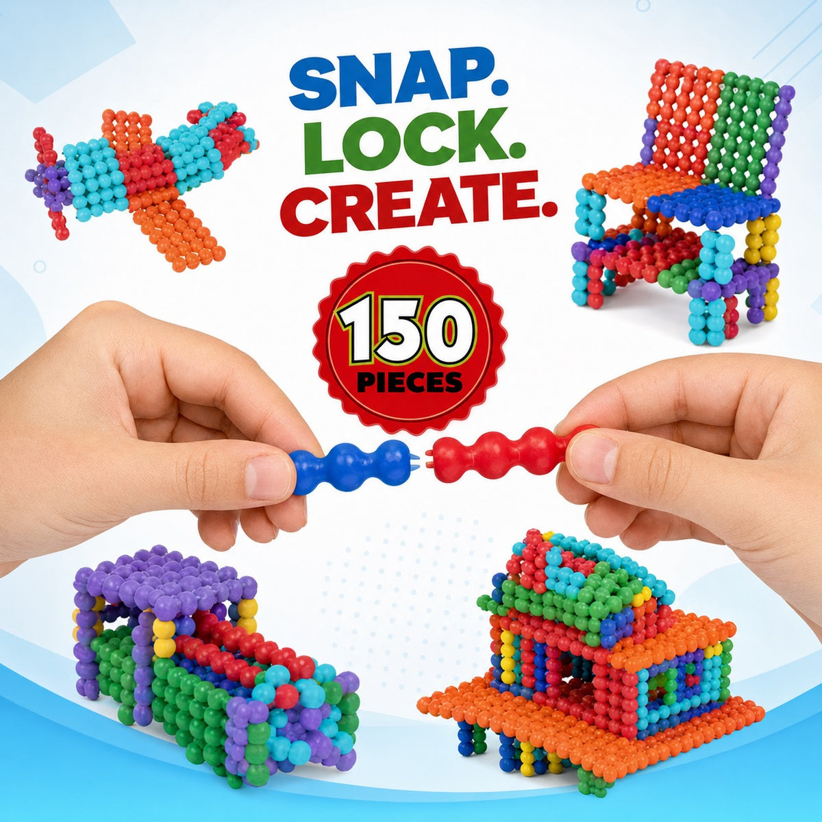 Play Stick 150-Piece Snap-and-Lock Construction Building Set