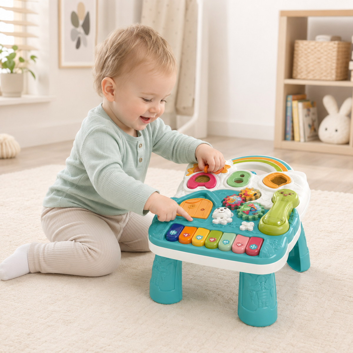 4-in-1 Musical Baby Walker & Learning Table- Blue, 6M+