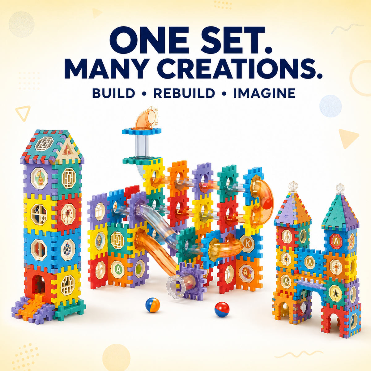 Kids Interlocking Blocks & Marble Run Set, 110 Pieces, Ages 3+