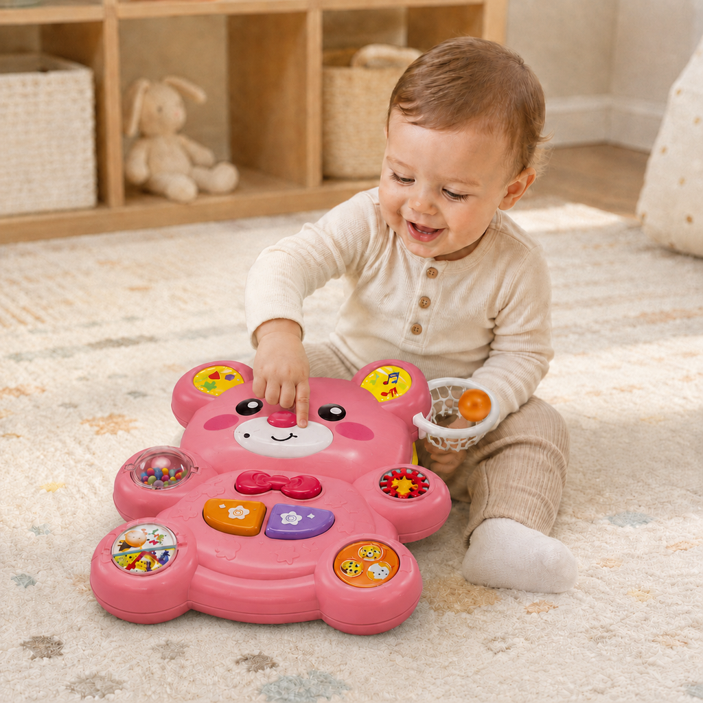 2-in-1 Bear Baby Walker & Activity Table with Lights & Sounds 0M+