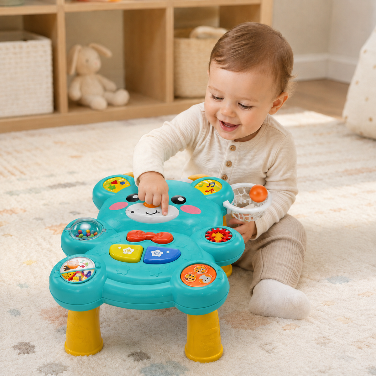 2-in-1 Bear Baby Walker & Activity Table with Lights & Sounds 0M+