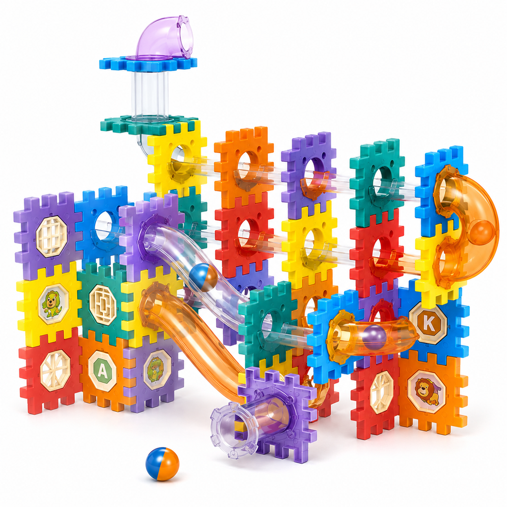 Kids Interlocking Blocks & Marble Run Set, 110 Pieces, Ages 3+