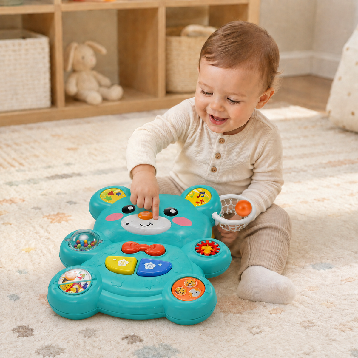 2-in-1 Bear Baby Walker & Activity Table with Lights & Sounds 0M+