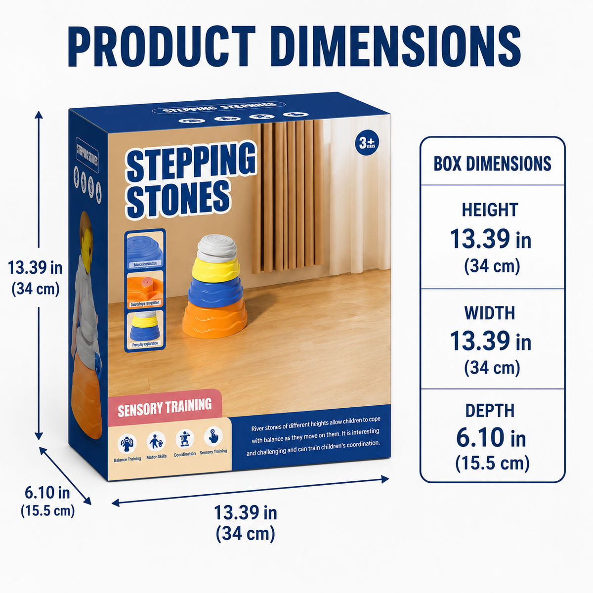 Kids Stepping Stones, 5-Piece Stackable Balance Set, Ages 3+
