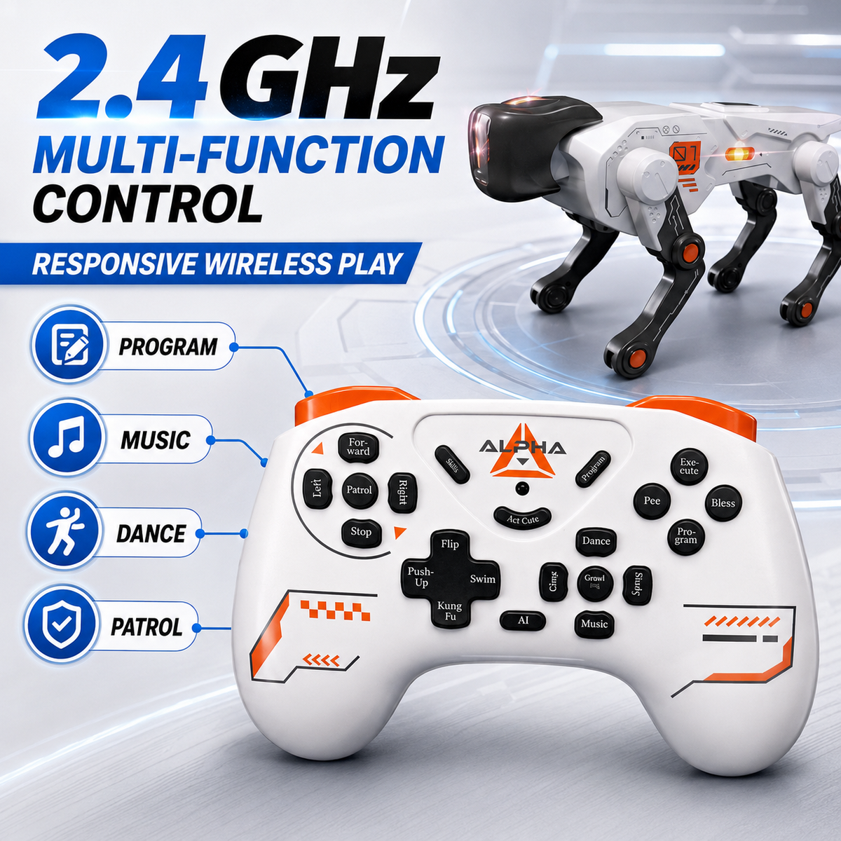 AI RC Robot Dog with Programmable Actions & Stunts, Ages 8+