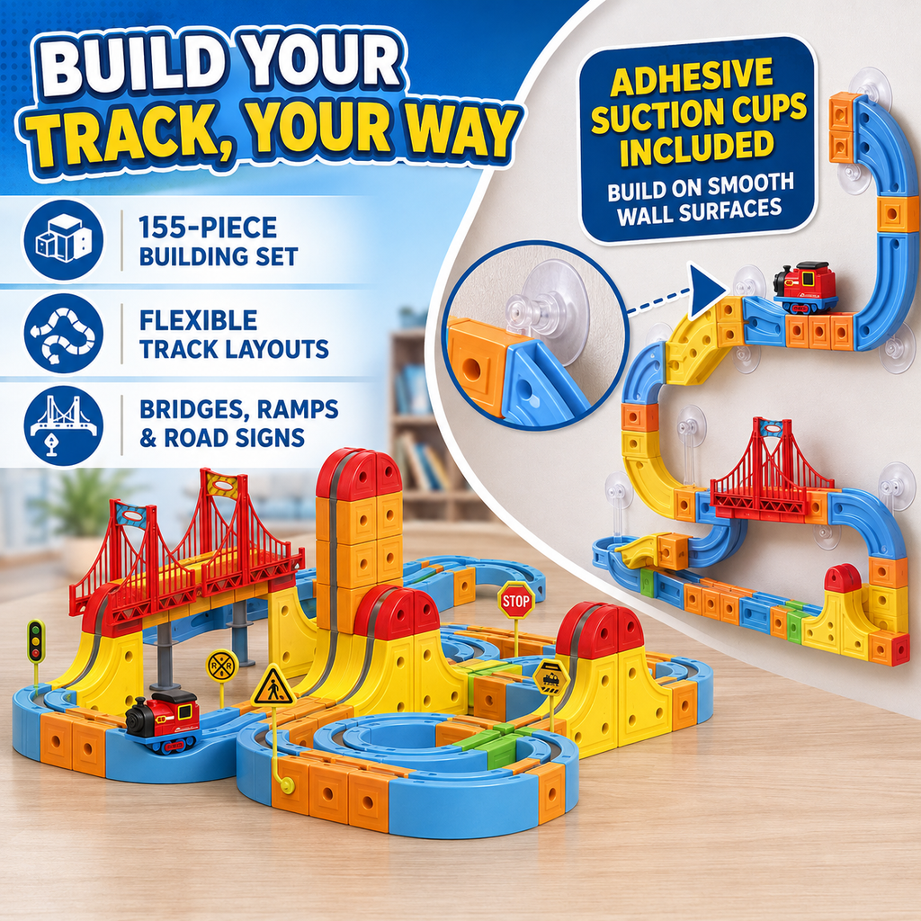 3D Magnetic Track Car STEM Toy Set, 155 Pcs, Kids Ages 3+