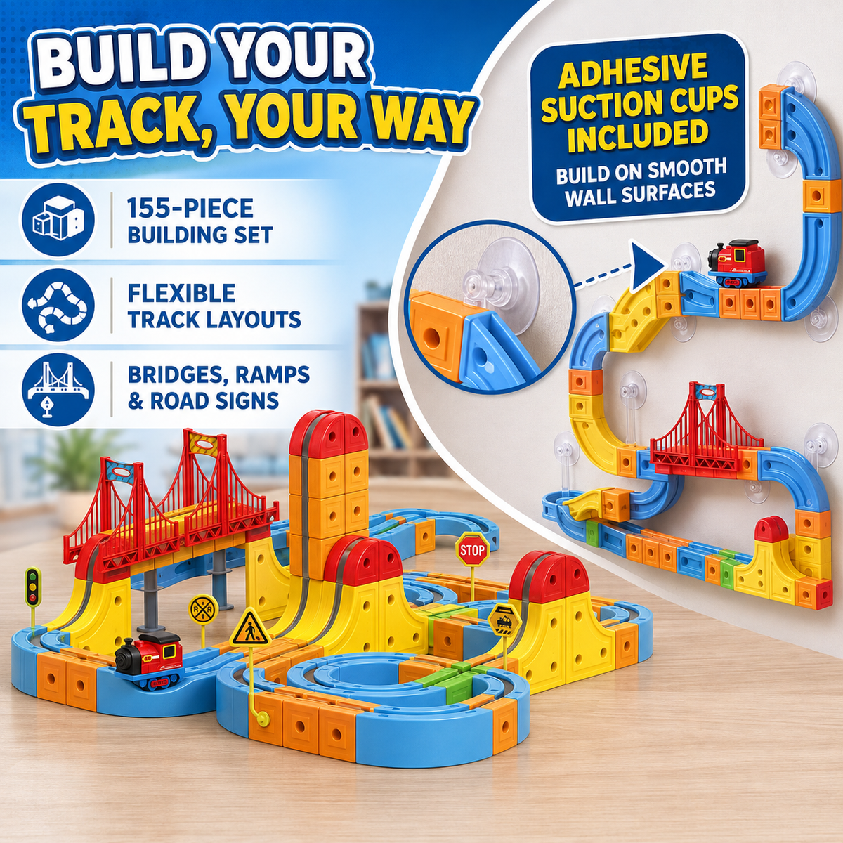 3D Magnetic Track Car STEM Toy Set, 155 Pcs, Kids Ages 3+
