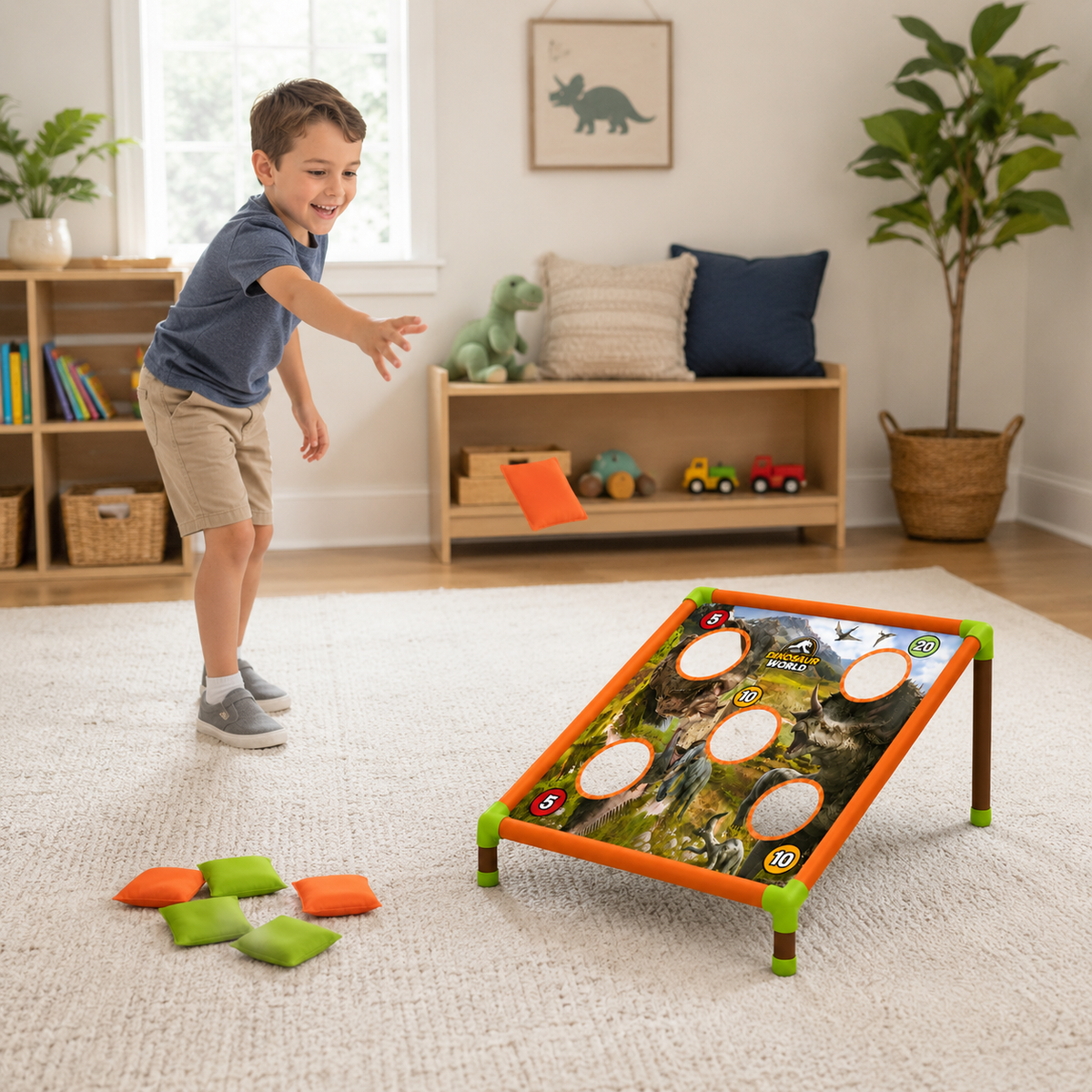 Dinosaur Bean Bag Toss Game for Kids – Indoor & Outdoor, Ages 3+