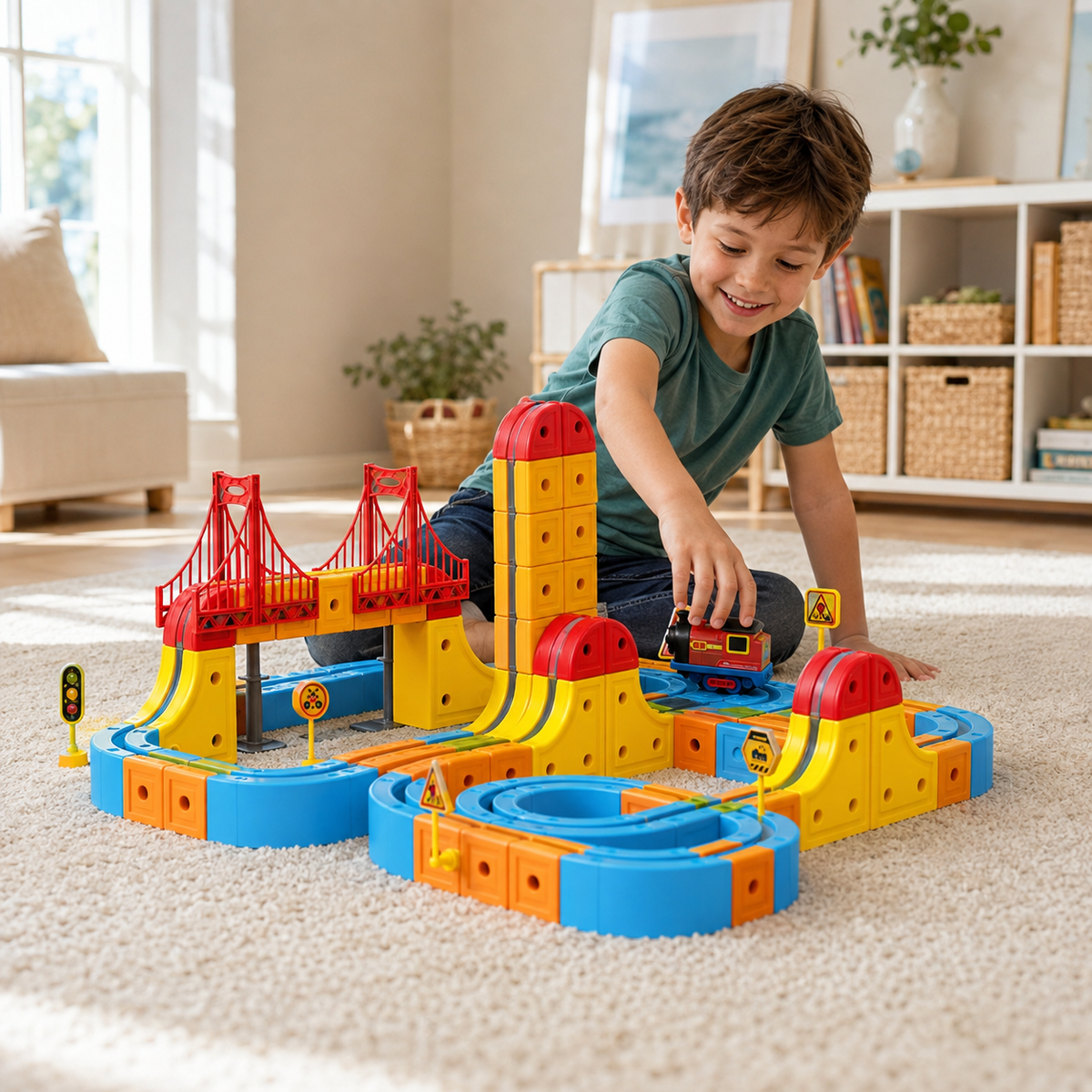 3D Magnetic Track Car STEM Toy Set, 155 Pcs, Kids Ages 3+