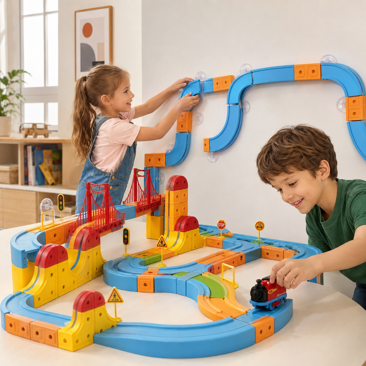3D Magnetic Track Car STEM Toy Set, 155 Pcs, Kids Ages 3+