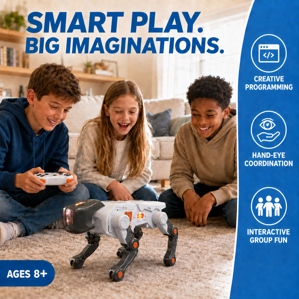 AI RC Robot Dog with Programmable Actions & Stunts, Ages 8+
