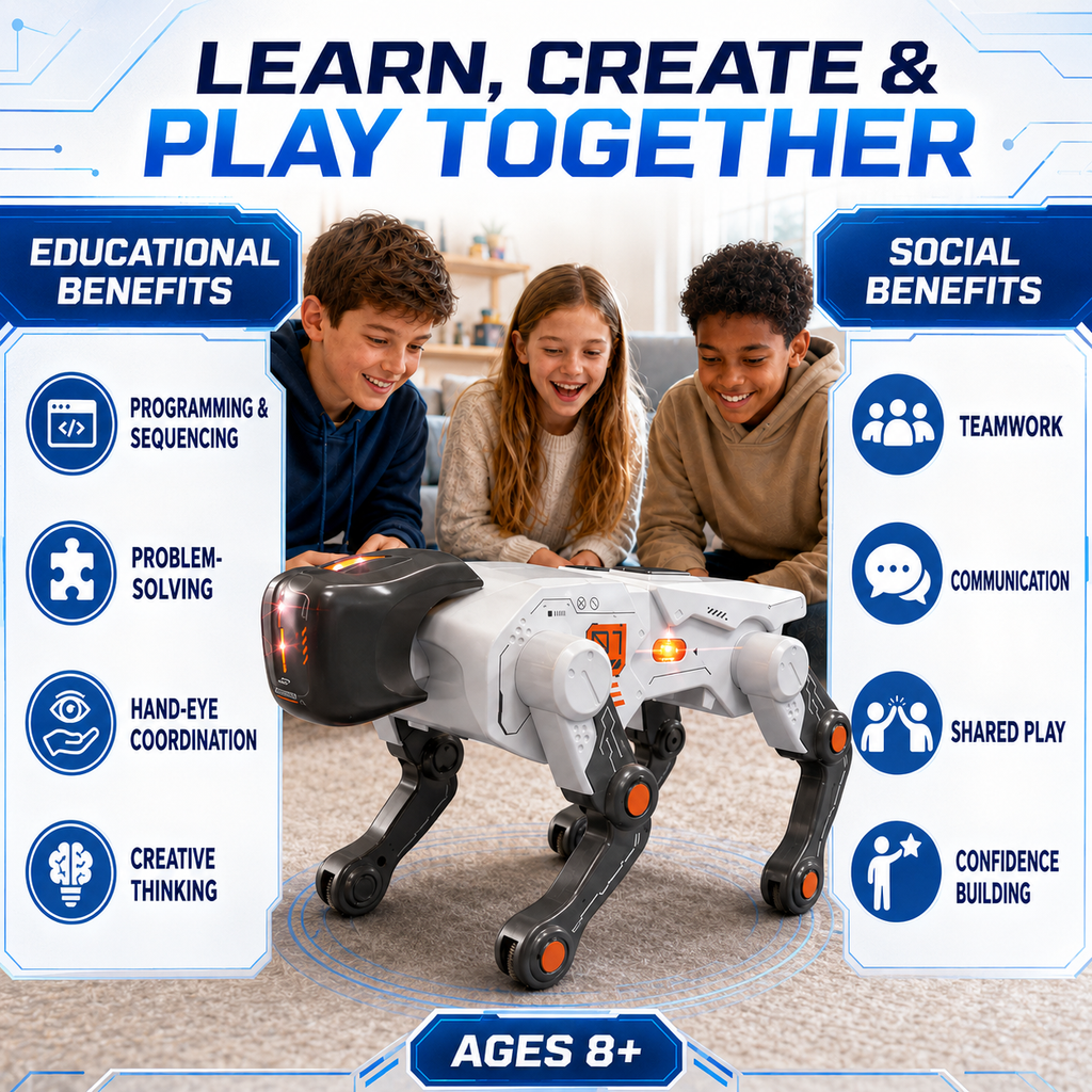 AI RC Robot Dog with Programmable Actions & Stunts, Ages 8+