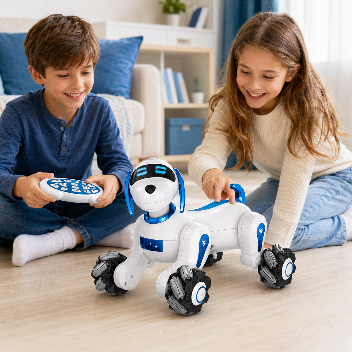Smart RC Robot Dog with Touch Sensor, Music, Lights & 360° Spins, Ages 6+