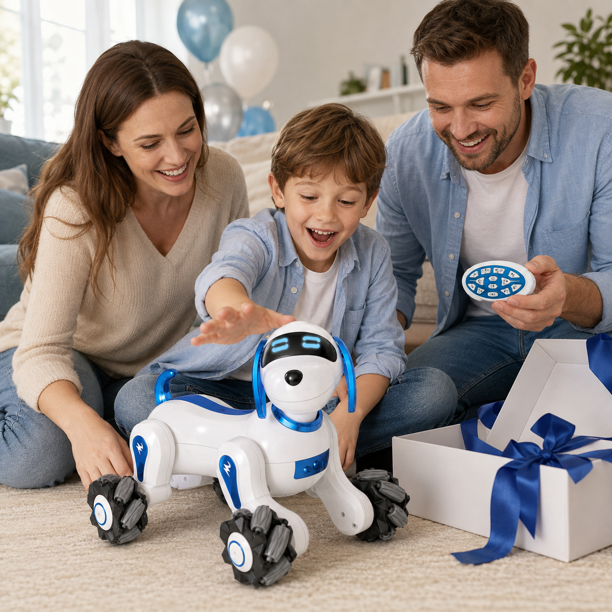 Smart RC Robot Dog with Touch Sensor, Music, Lights & 360° Spins, Ages 6+