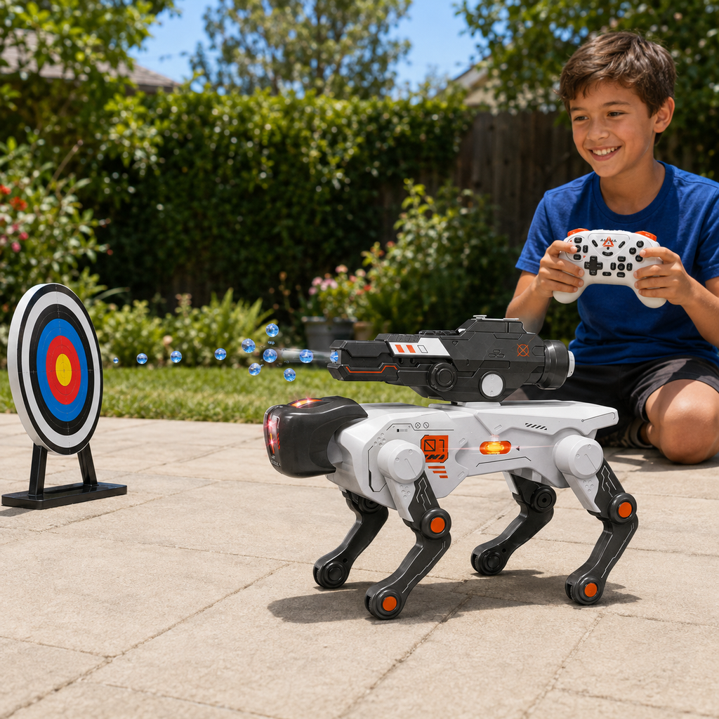 AI RC Robot Dog with Water Ball Launcher & Programmable Actions, Ages 8+