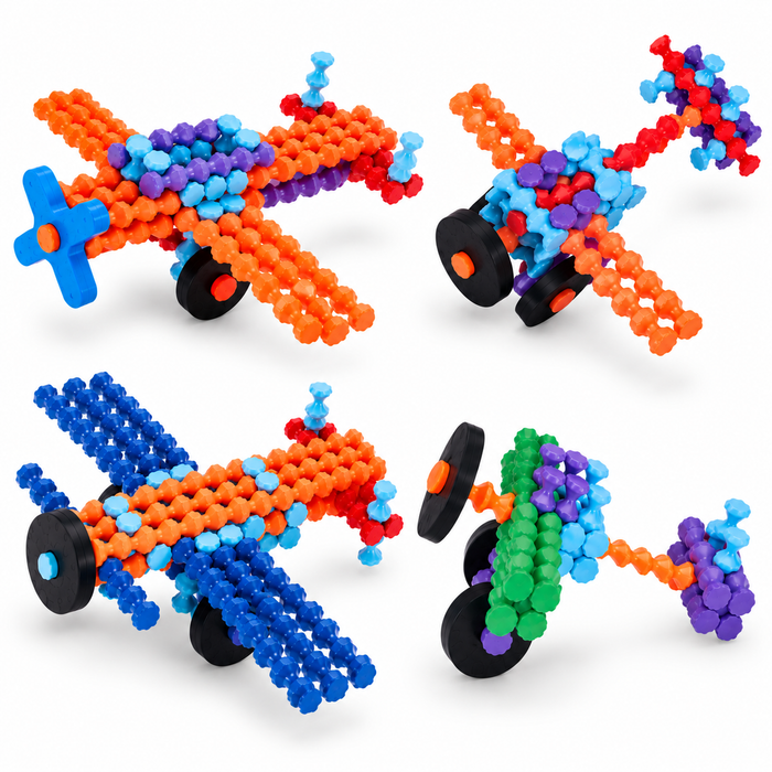 119-Piece Snap-Together Building Sticks Set with Wheels, Ages 4+