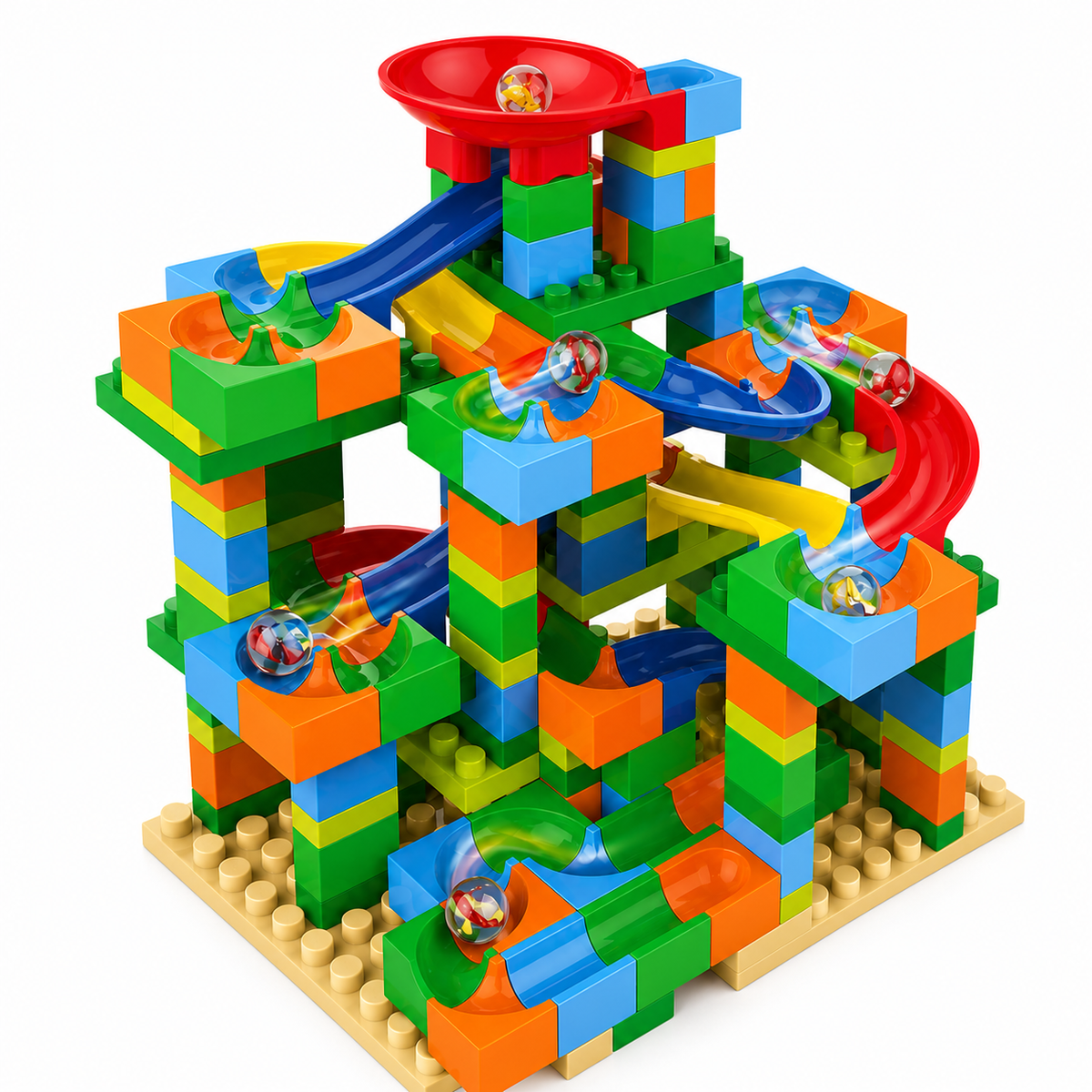 Kids Track Maze Building Blocks & Marble Run Set, 221 Pieces, Ages 3+