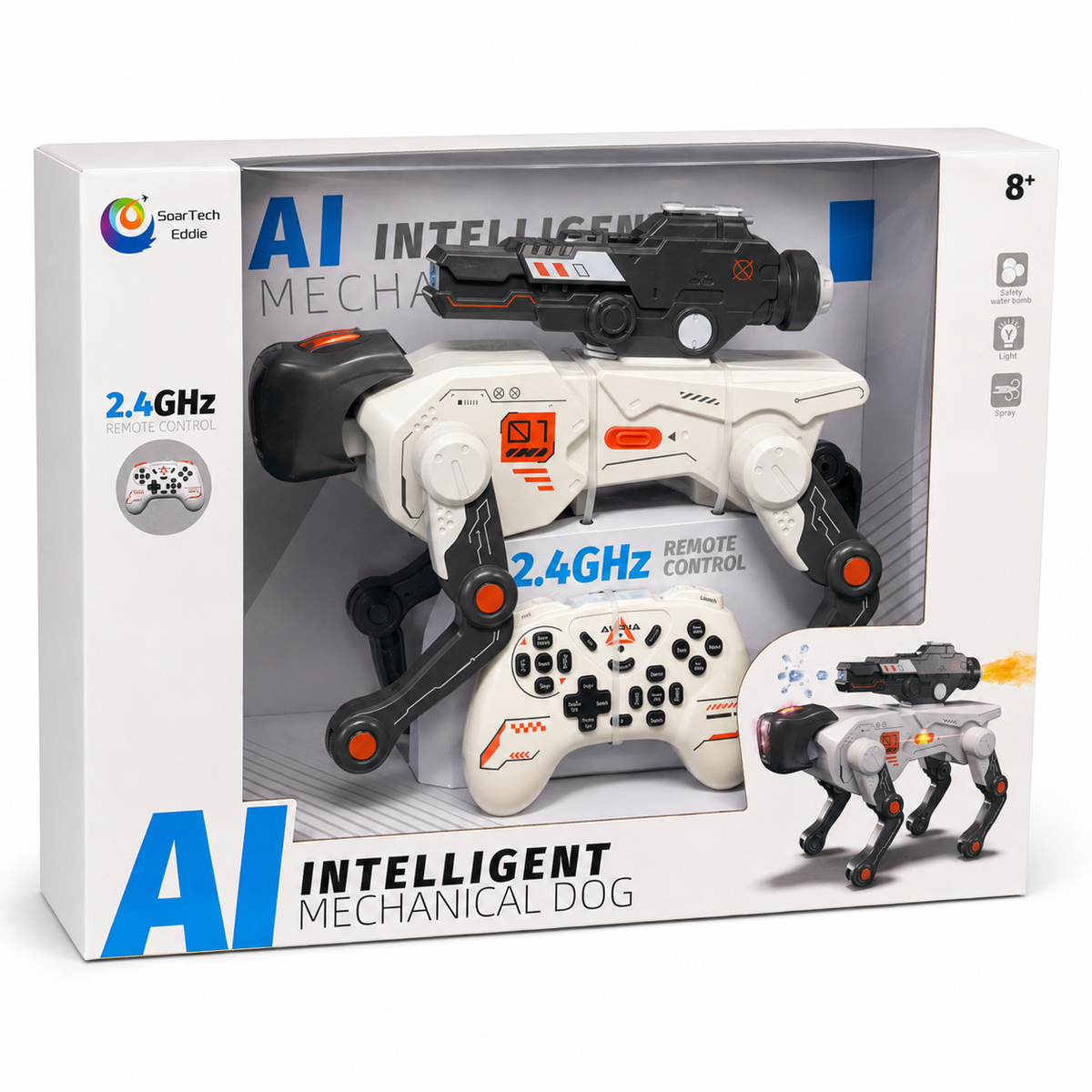 AI RC Robot Dog with Water Ball Launcher & Programmable Actions, Ages 8+