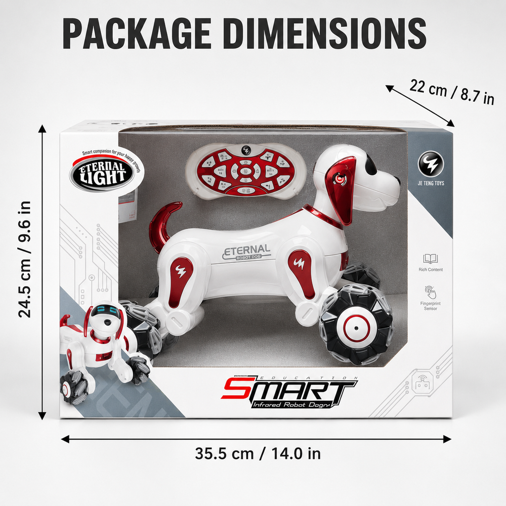 Smart RC Robot Dog with Touch Sensor, Music, Lights & 360° Spins, Ages 6+