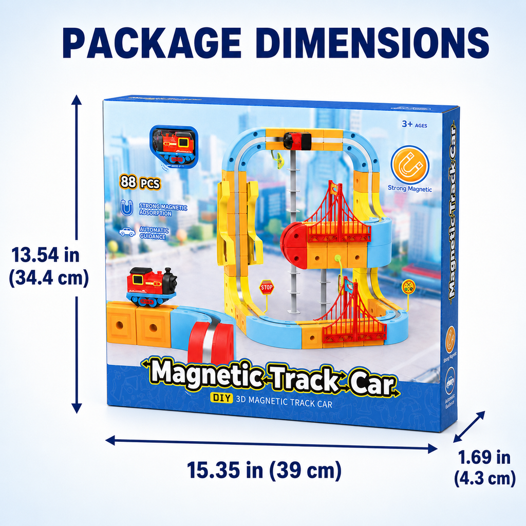 3D Magnetic Track Car STEM Toy Set 88 Pcs for Kids Ages 3+