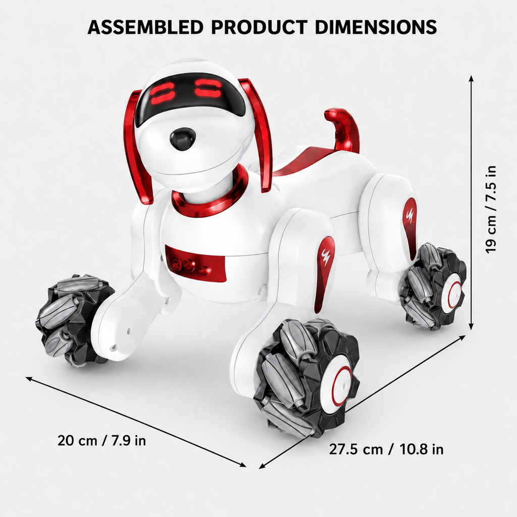Smart RC Robot Dog with Touch Sensor, Music, Lights & 360° Spins, Ages 6+