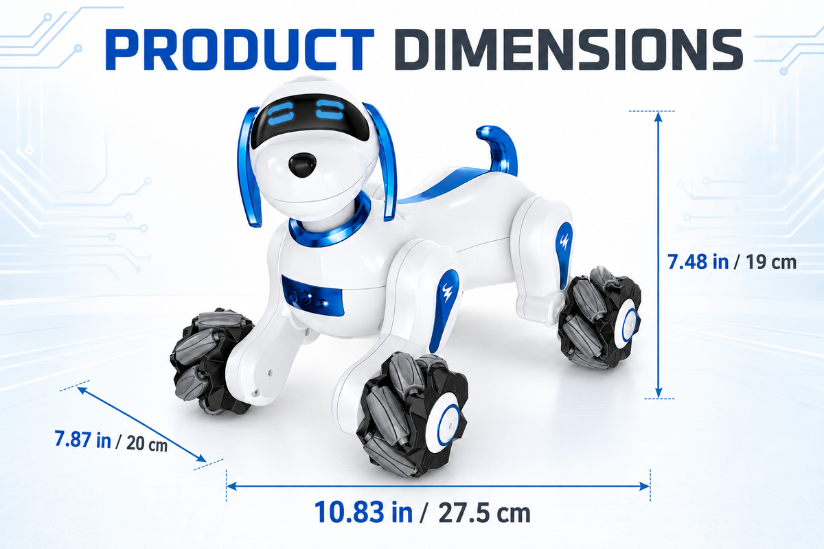 Smart RC Robot Dog with Touch Sensor, Music, Lights & 360° Spins, Ages 6+
