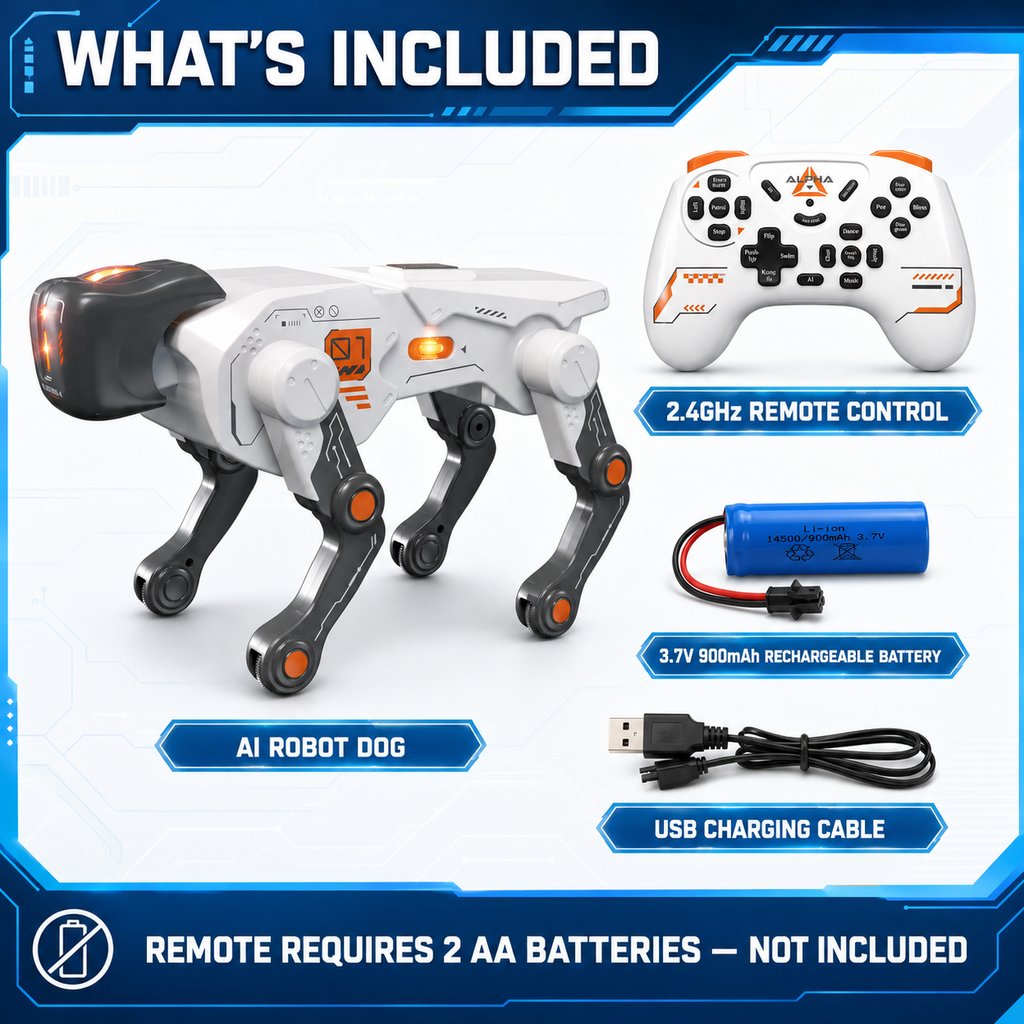 AI RC Robot Dog with Programmable Actions & Stunts, Ages 8+