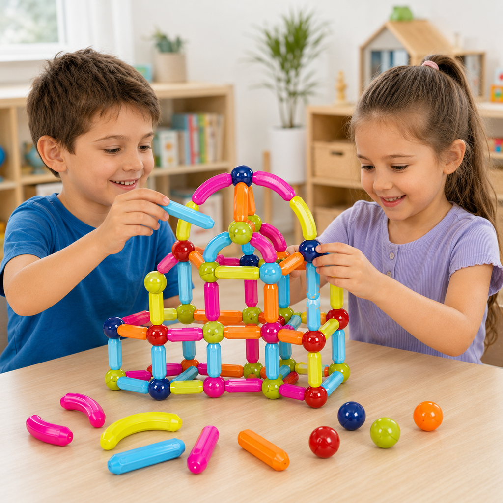 Magnetic Sticks Building Set for Kids, 106-Piece STEM Toy, Ages 3+